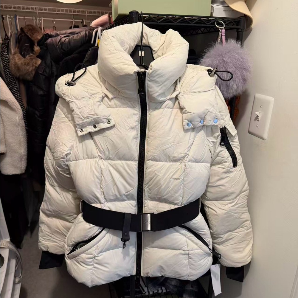SAM. Kids White Puffer Jacket with Belt